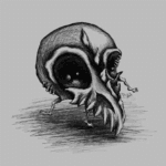 two creatures inside a monster skull