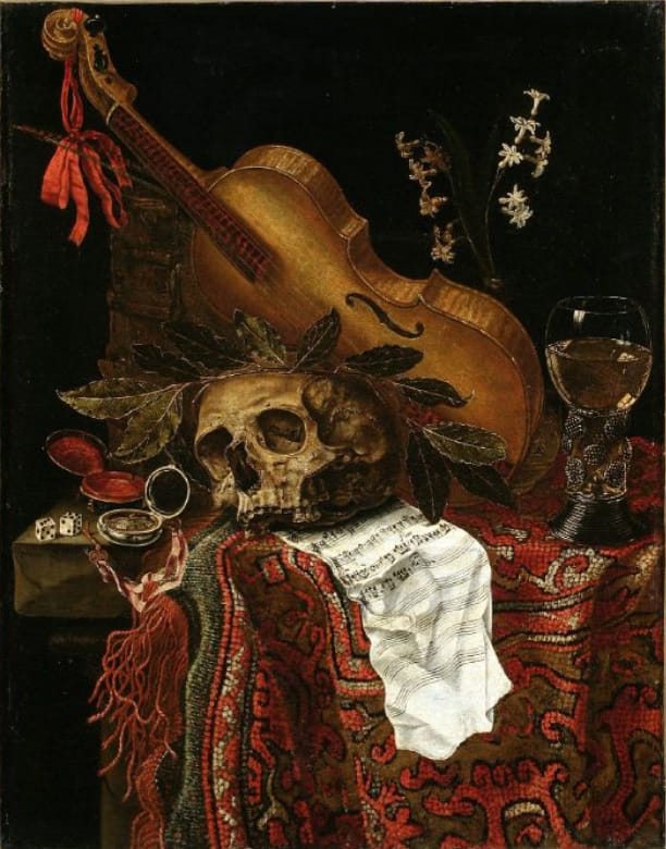 Vanitas Still Life by Peter van Kessel. 1668.